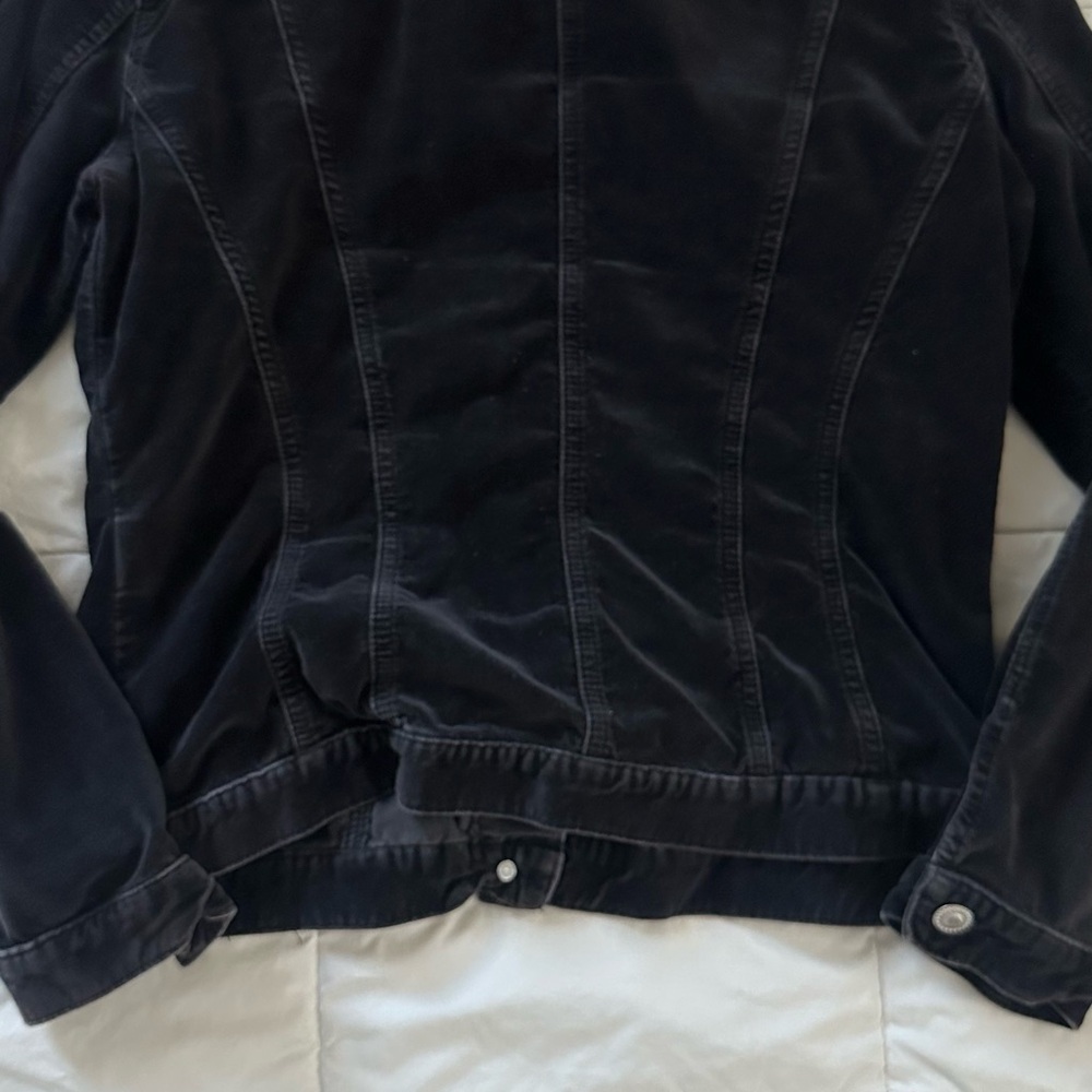 VINTAGE Y2K CASUAL BLACK COTTON VELVET JACKET SIZE-L, fits smaller like a M - Picture 6 of 9